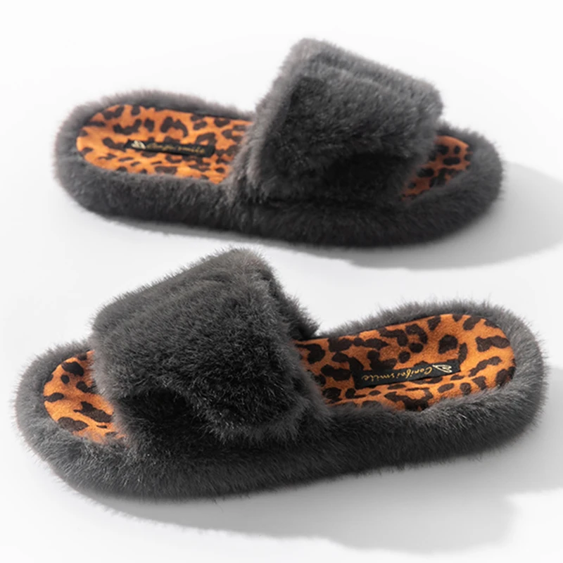 Bebealy Short Plush Women Slippers Winter Warm Flat Slippers For Women Indoor Bedroom Furry Women Slippers Cozy Warm Women Shoes