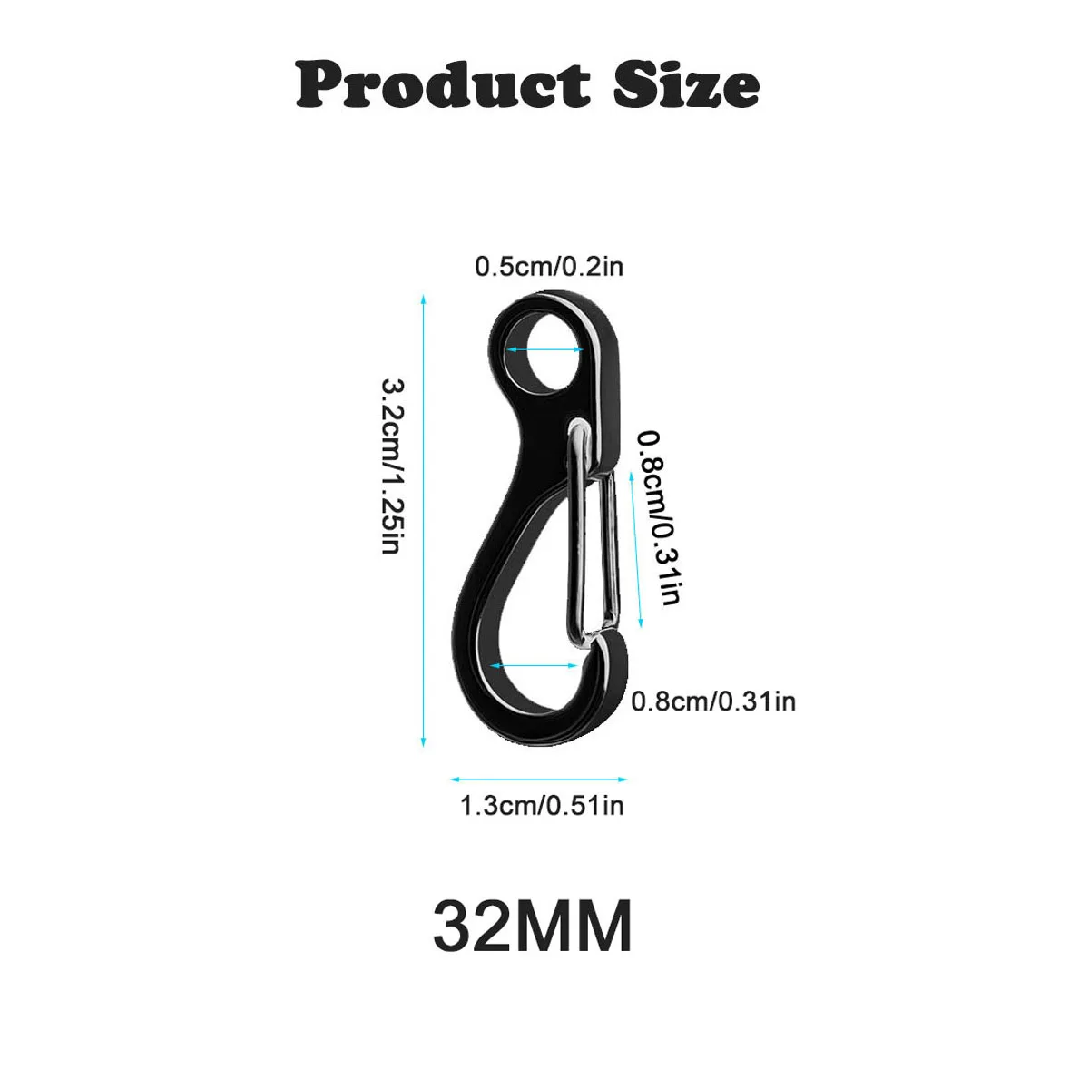 15/30/50 PCS 32MM Portable Mini Metal Spring Snap Hook,Quick Release Buckle,Suitable for Backpack accessories.