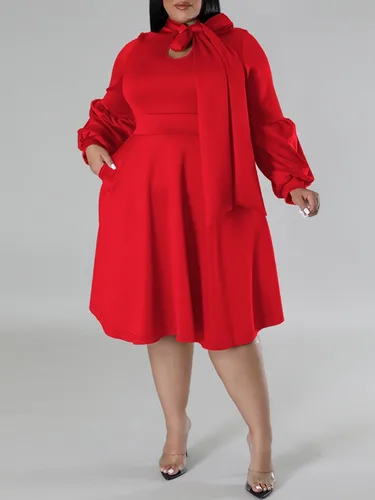 Imagen 2 del producto XL-5XL-vestido Midi elegante de talla grande para mujer, ropa Bohemia informal de manga larga, color negro, Otoño, 2024