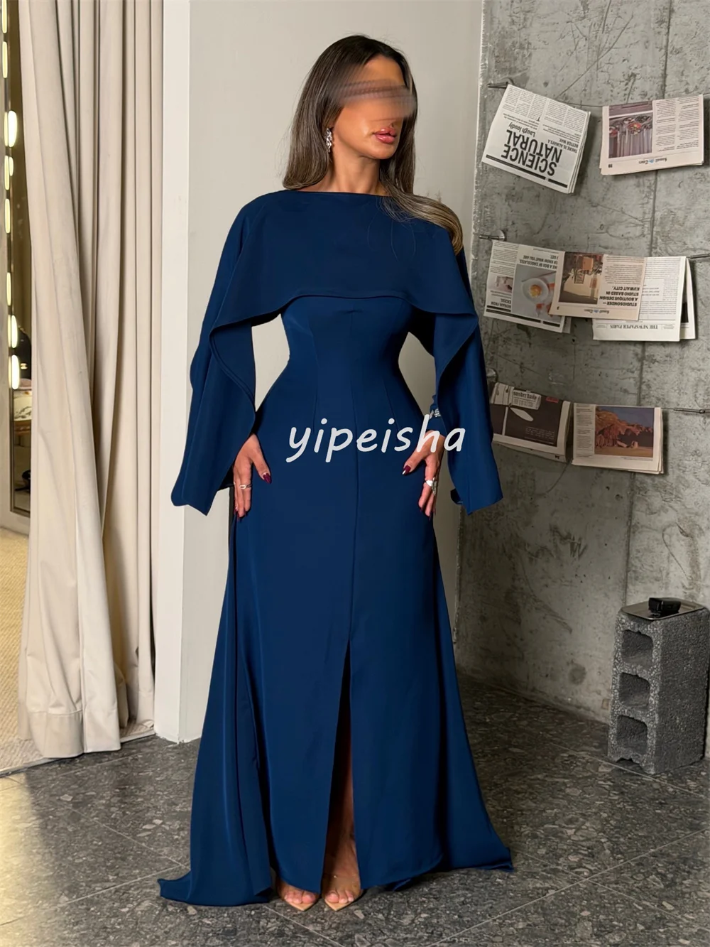 Vestidos largos de cuello alto con pliegues de diamantes de imitación, Jersey a juego personalizado, vestidos para ocasiones a medida, tallas exquisitas disponibles