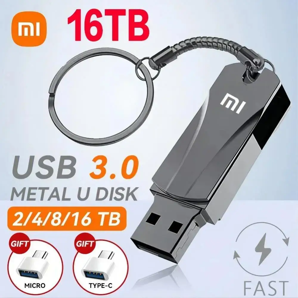 Оригинальные флэш-накопители Xiaomi 16 Тб, USB 3,0, U-диск, высокоскоростная металлическая Флэшка, Водонепроницаемая USB-карта типа C, USB-накопители 8 ТБ, 4 ТБ