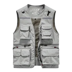 Multi Pocket Tactical Vest Men's Custom Spring Outdoor Camping Fishing Vest Bigsize Military Camping Jackets Casual Sports Coats