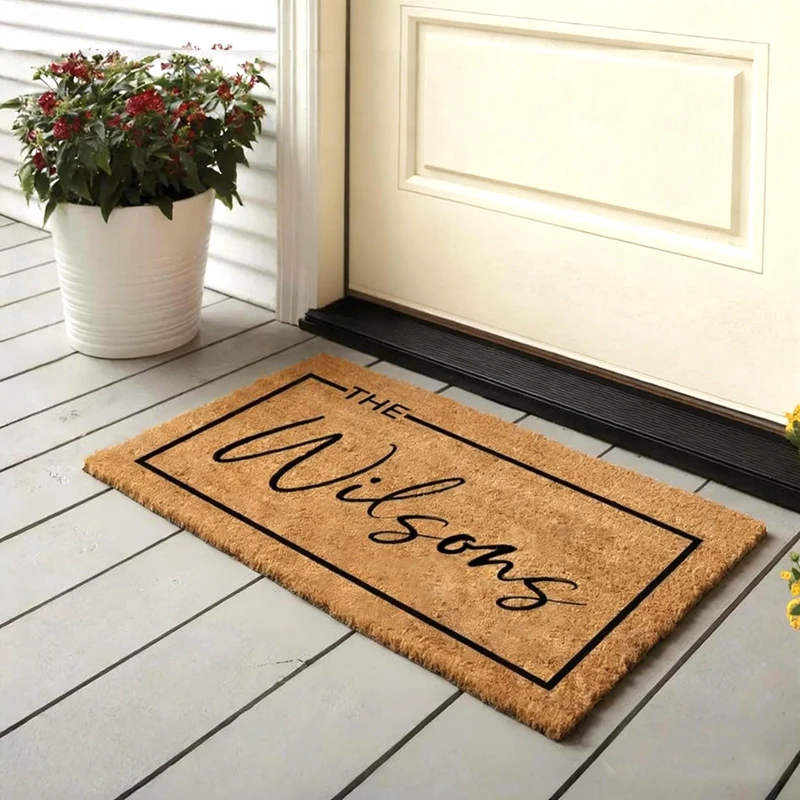 Personalized Entrance Door Mats with Family Name, Custom Door Mat for Housewarming Gift, Wedding Gift for Couples