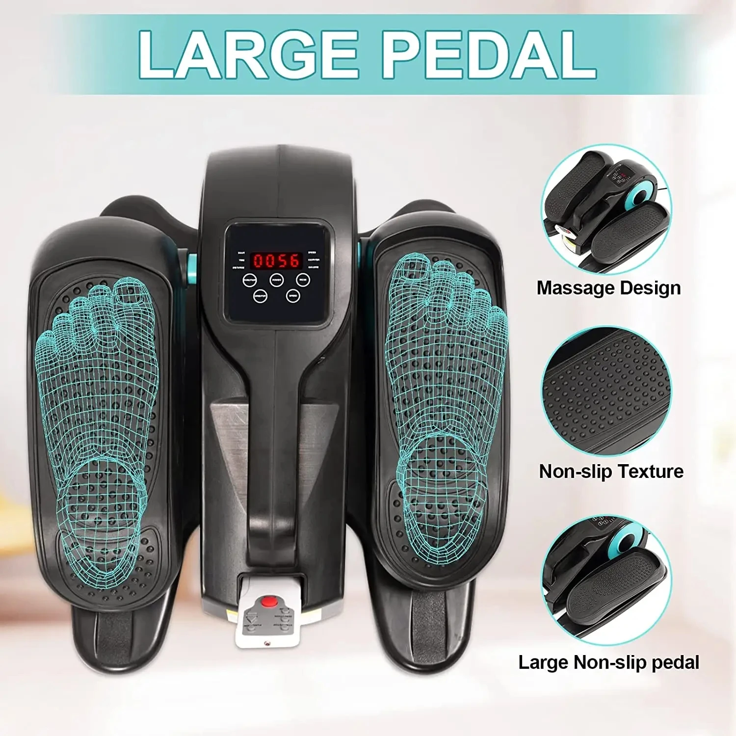 Under Desk Elliptical Electric Seated Pedal Exerciser Mini Ellipse Leg Exerciser with Display Monitor, Remote Control Adjustable