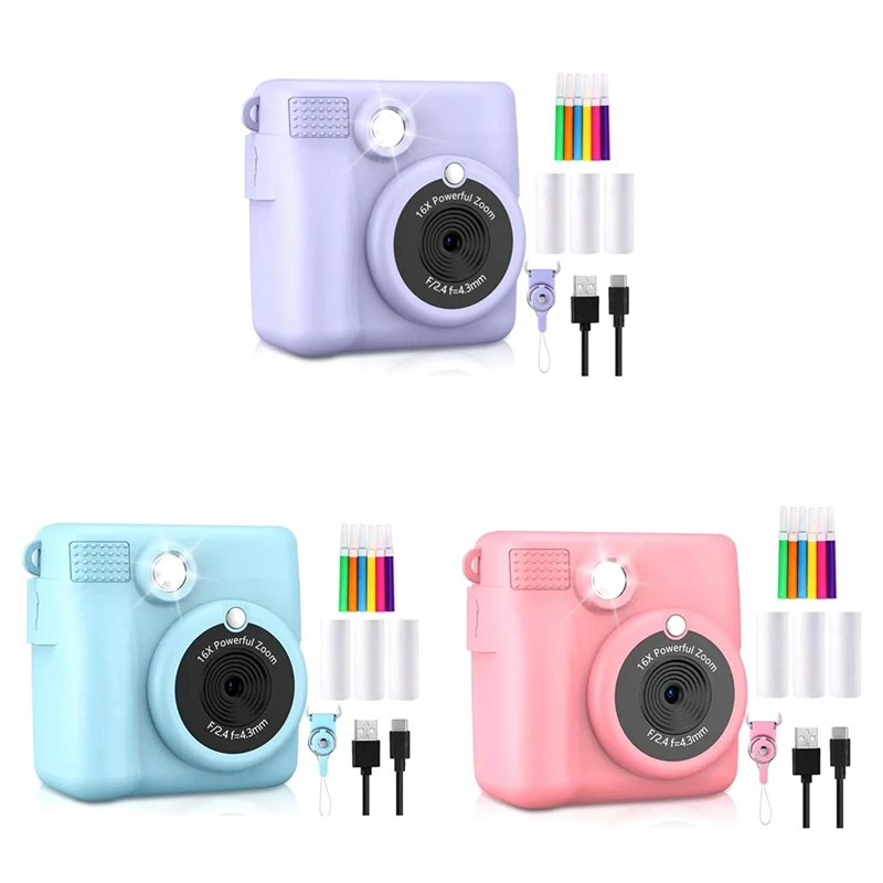 Portable Thermal Printing Camera Mini Fashion Children's Gift Without 32G Memory Card For Instant Automatic Focusing