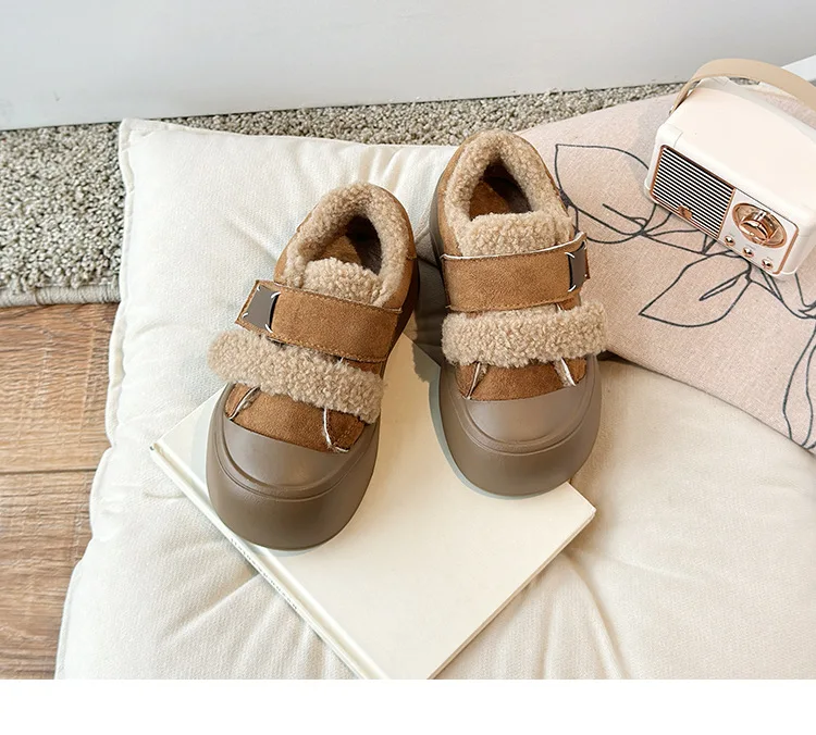 2026 Winter Neue Kinderschuhe Mädchen Koreanischer Stil Lammwolle Mädchen Baumwollschuhe Verdickte Samt-Warme Anti-Kick Fell-Schuhe – Detail 11