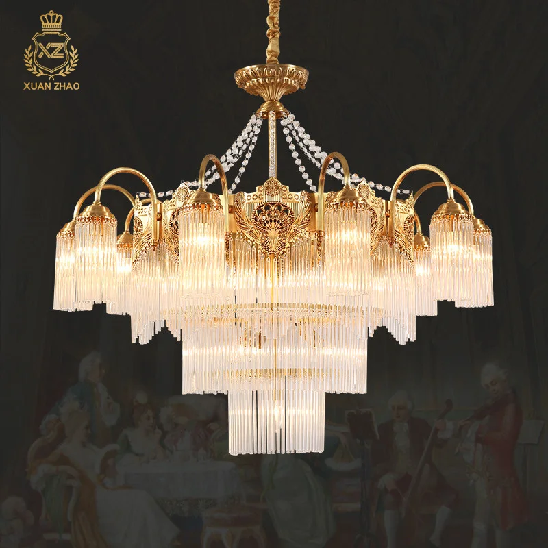 XUANZHAO Vatican Style Brass Lamp Classic Vintage Pendant Light Hanging Lights Foyer Crystal Glass Chandelier Luxury For Church