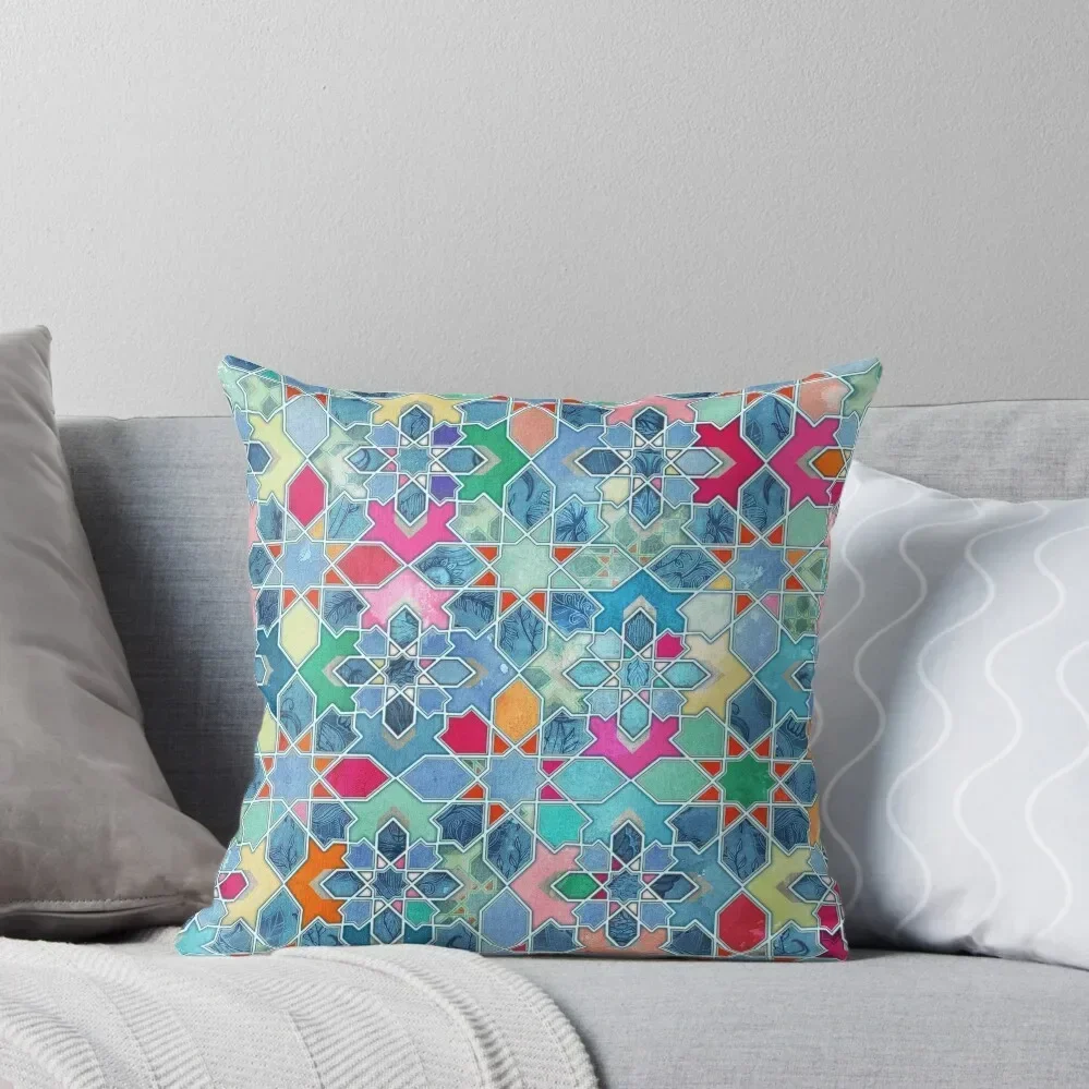 

Pretty Pastel Moroccan Tile Mosaic Pattern Throw Pillow Decorative Cover For Living Room Cushion Child luxury decor pillow