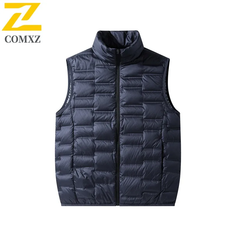 2025 Down Vest Men Casual Sleeveless Coat Autumn Winter Graphene Heating Warm Fashion Stand Collar Waistcoat Lightweight Comfort
