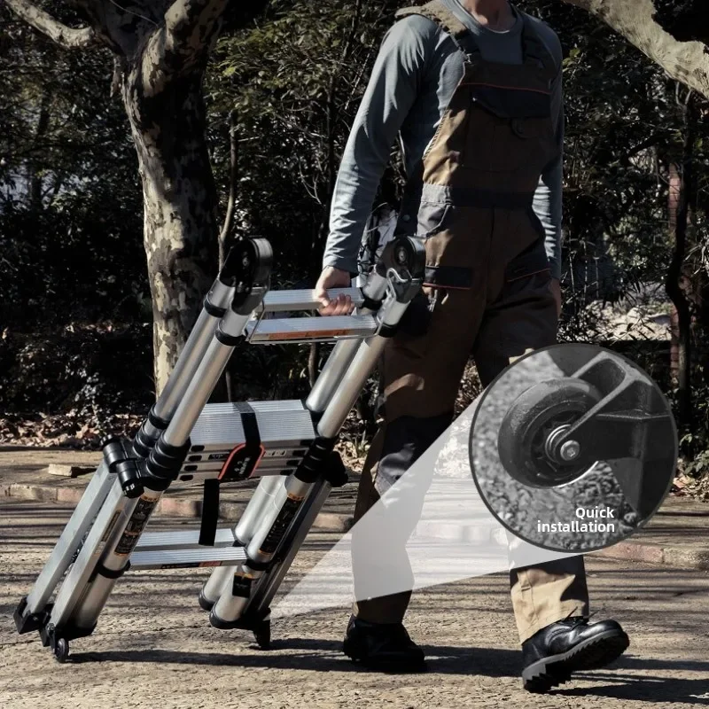 Household GoodsAluminum Alloy Thickened Telescopic Ladder Multifunctional Herringbone Ladder Household Folding Ladder Spot