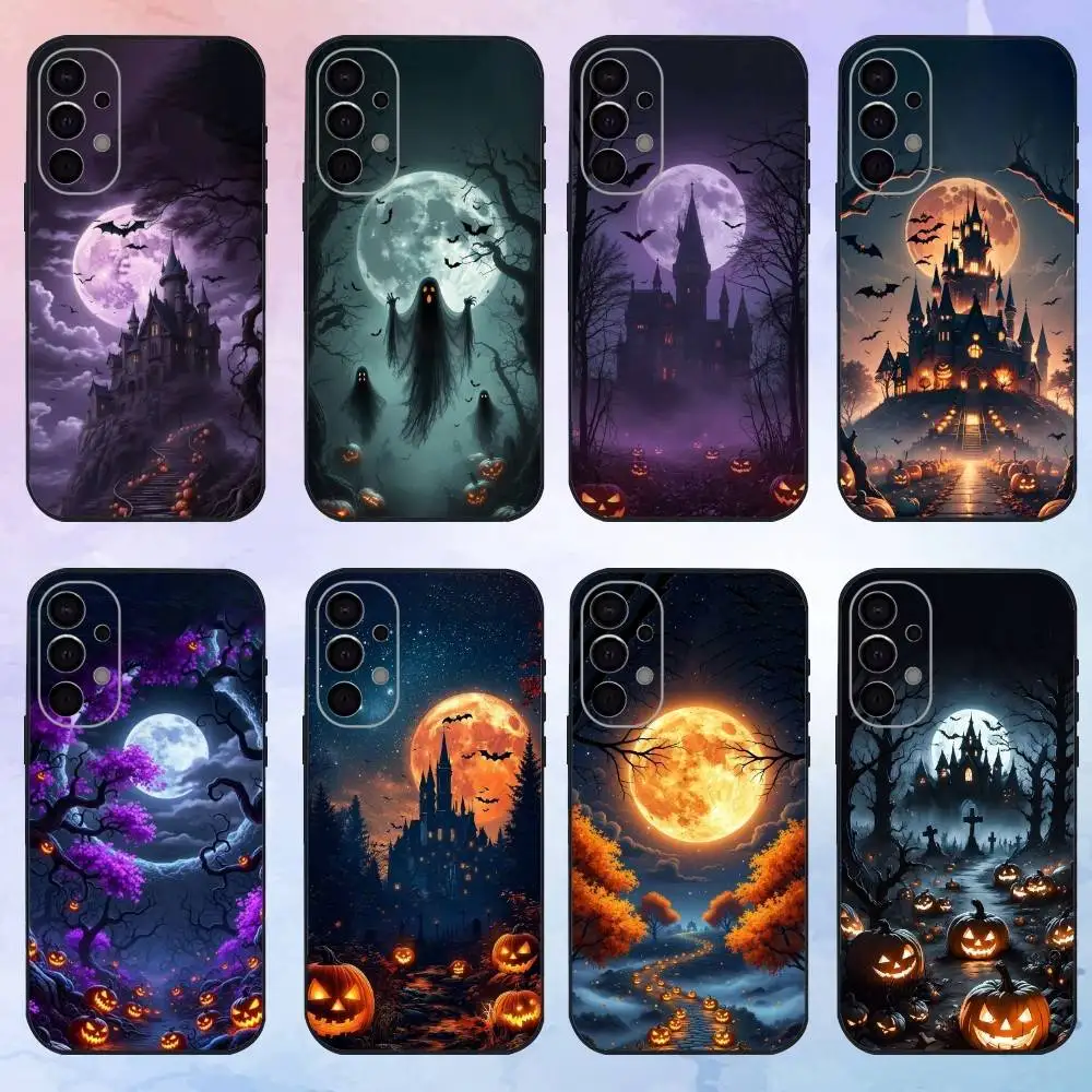 

halloween moon Phone Case For Samsung S25,S24,S21,S22,S23,S30,Ultra,S20,Plus,Fe,Lite,Note,10,9,5G Black Cover