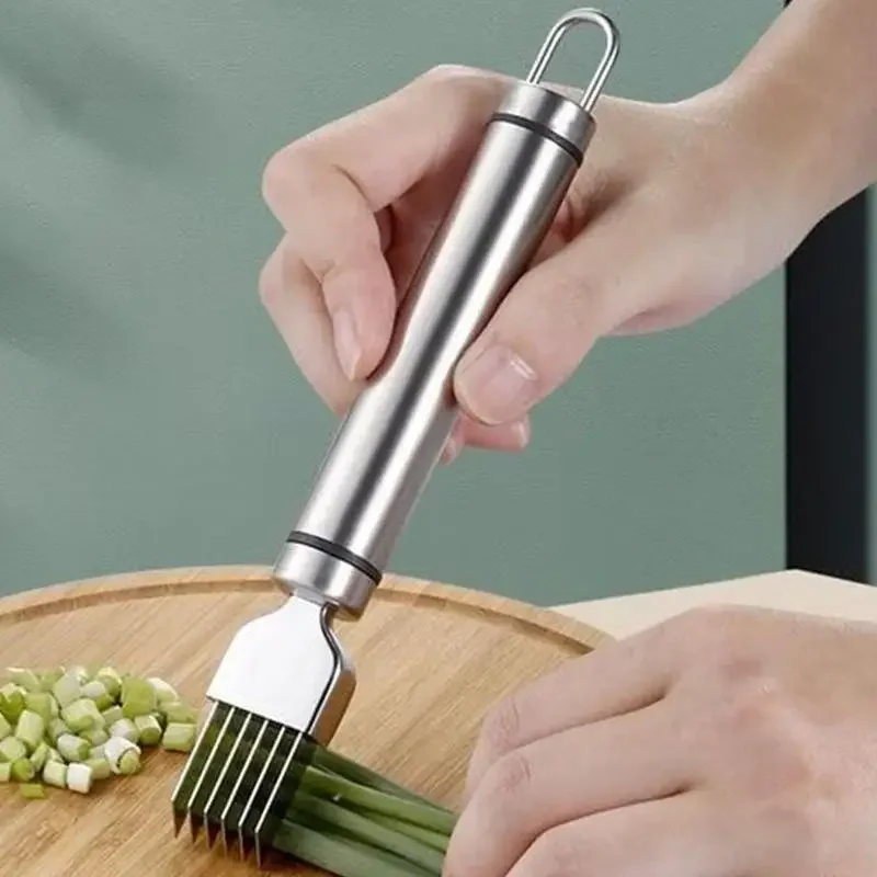 Kitchen Scallion Cutter Stainless Steel Fruit Splitter Labor-saving Kitchen Accessory  for Onion Ginger Garlic Cutting Tool