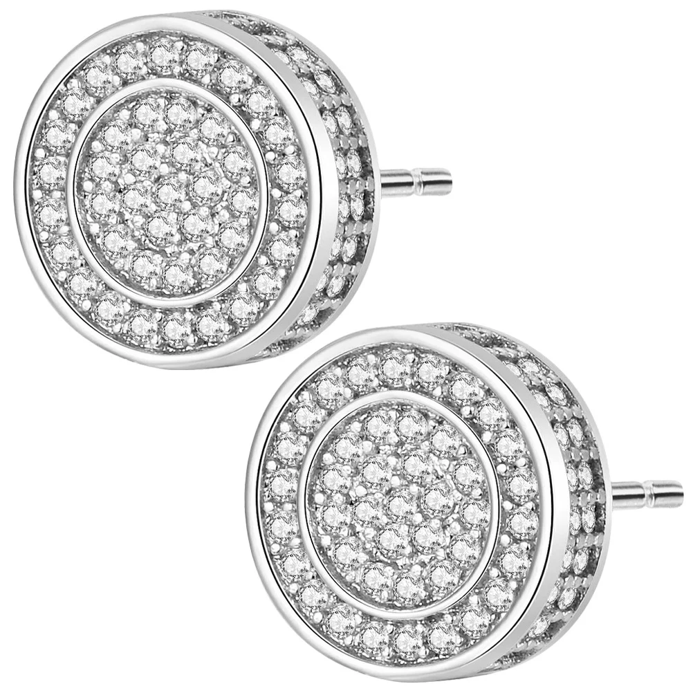 

1Pair Men's Earrings Round Hiphop Ear Studs Lightweight Durable Metal Jewelry Party Ceremonies Fashion Accessories