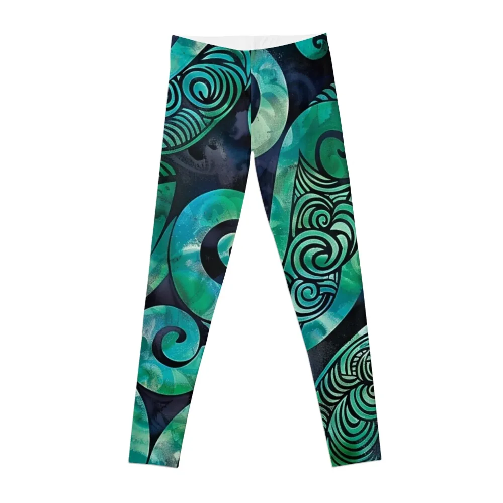 

Новая Зеландия М Леггинсы ori Paua Pattern Koru Design 17, женские леггинсы для спортзала, спортивные женские леггинсы