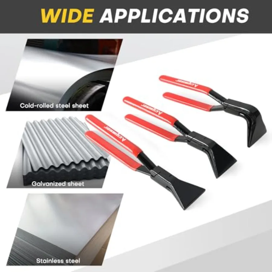 3PCS Sheet Metal Bending Pliers Set for Roofing and Plumbing Applications Hand Seamers with Straight 45 and 90 Metal Bending Ca