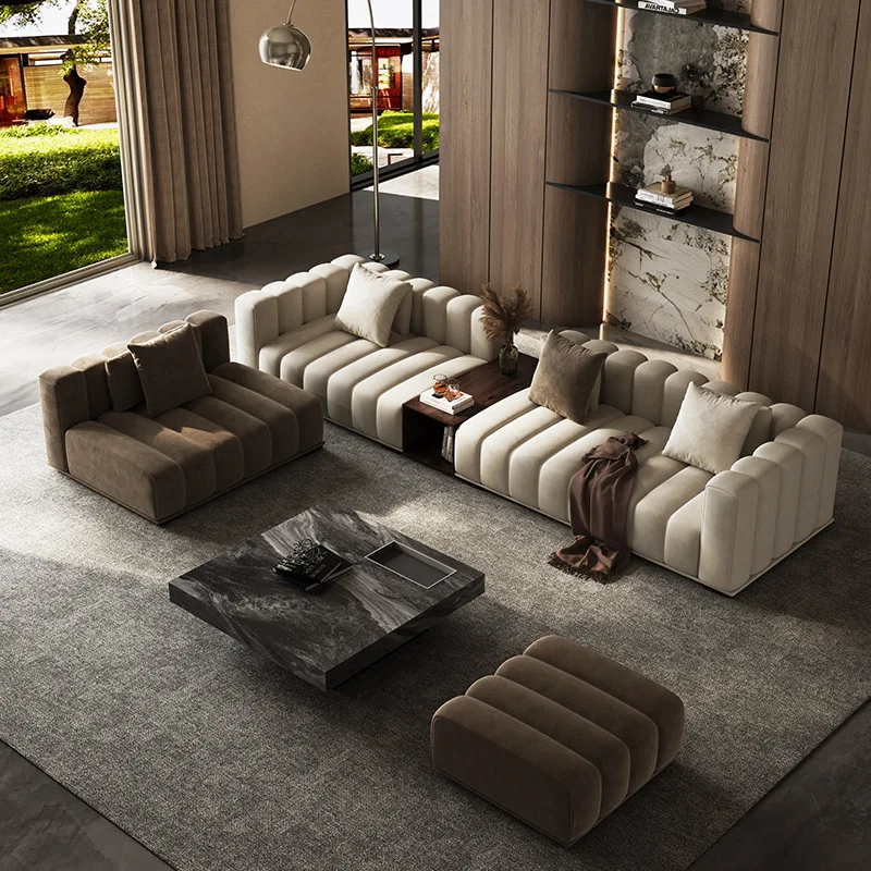 أريكة غرفة المعيشة شقة كبيرة فيلا الزاوية المضادة للخدش التكنولوجيا القماش أريكة مزيج أريكة مفتاح البيانو