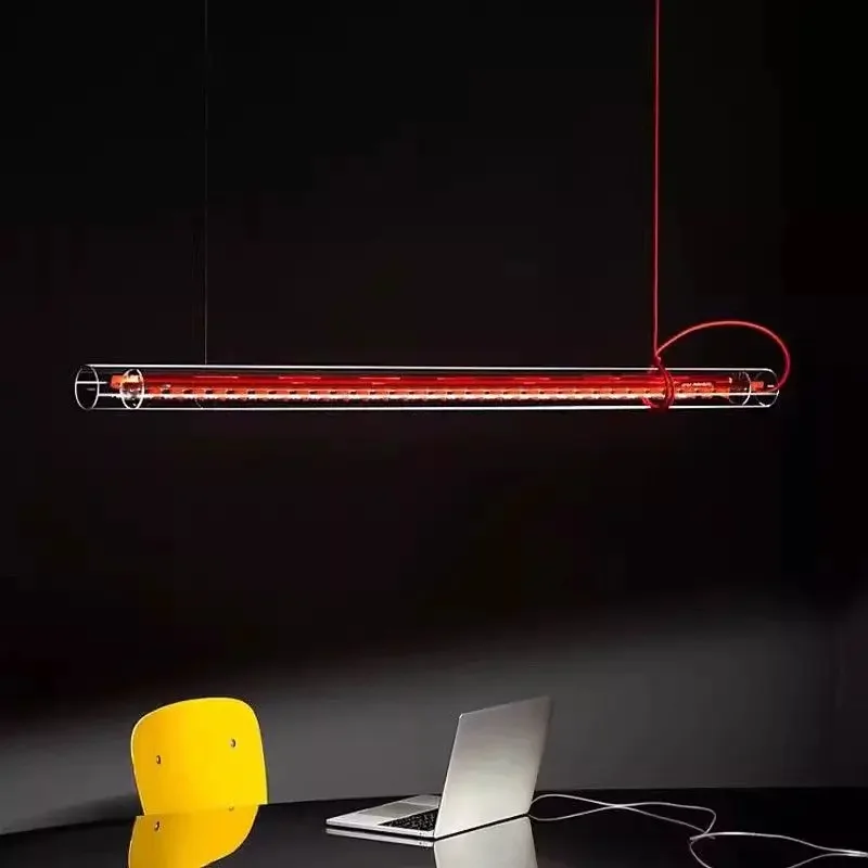 2026 Designer's One Word Restaurant Pendant Lights Red 2025 New Memphis Modern Study Bar Desk Lamp Creative Glass