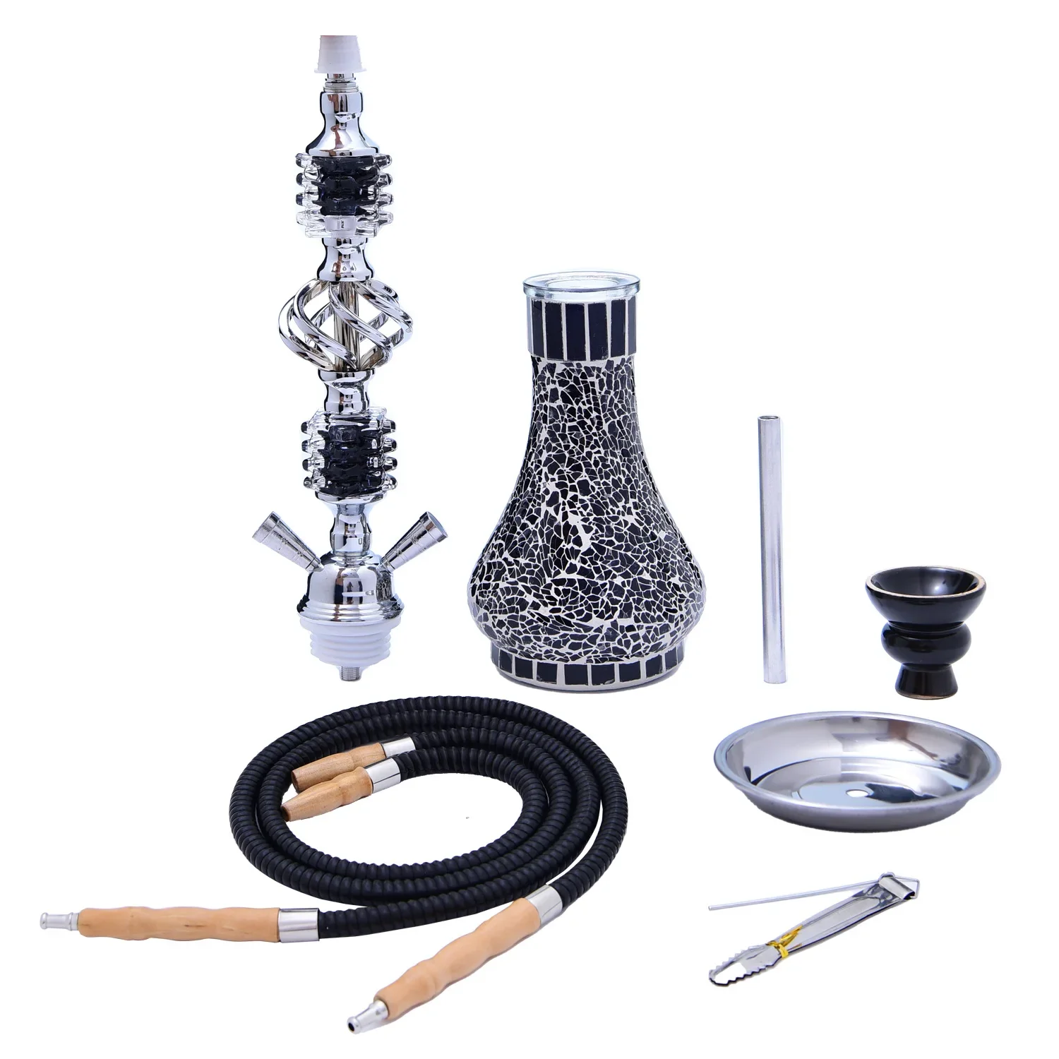 

Tongs Hooka Vase Bowl Chicha Narguile Mosaic Charcoal With Glass Shisha Flavor Sisha Accessories Hose Hookah Pipa Pipe Completo