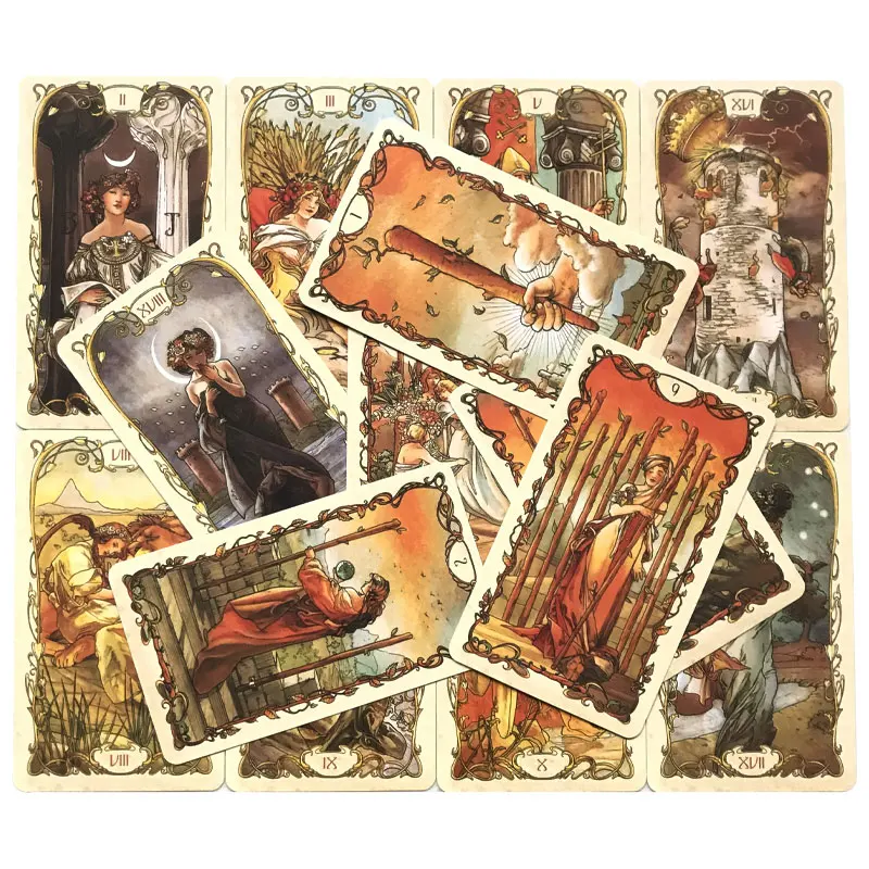 Tarot Mucha Tarot Oracle Tarotkarte Fate Divination Prophecy Card Family Party Game Tarot 78-Kartendeck PDF-Anleitung