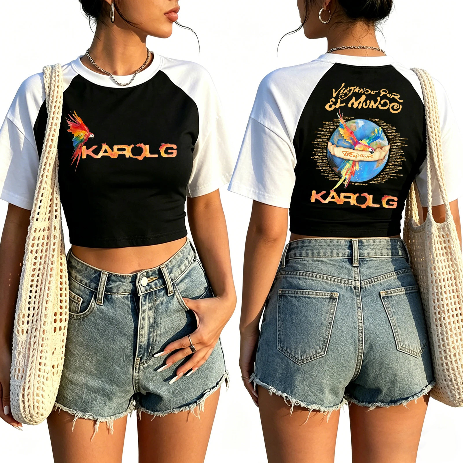 Karol G Tropitour 2026 Crop Tops T-Shirt Girls Fashion Women O-Neck Short Sleeve T Shirt Tops