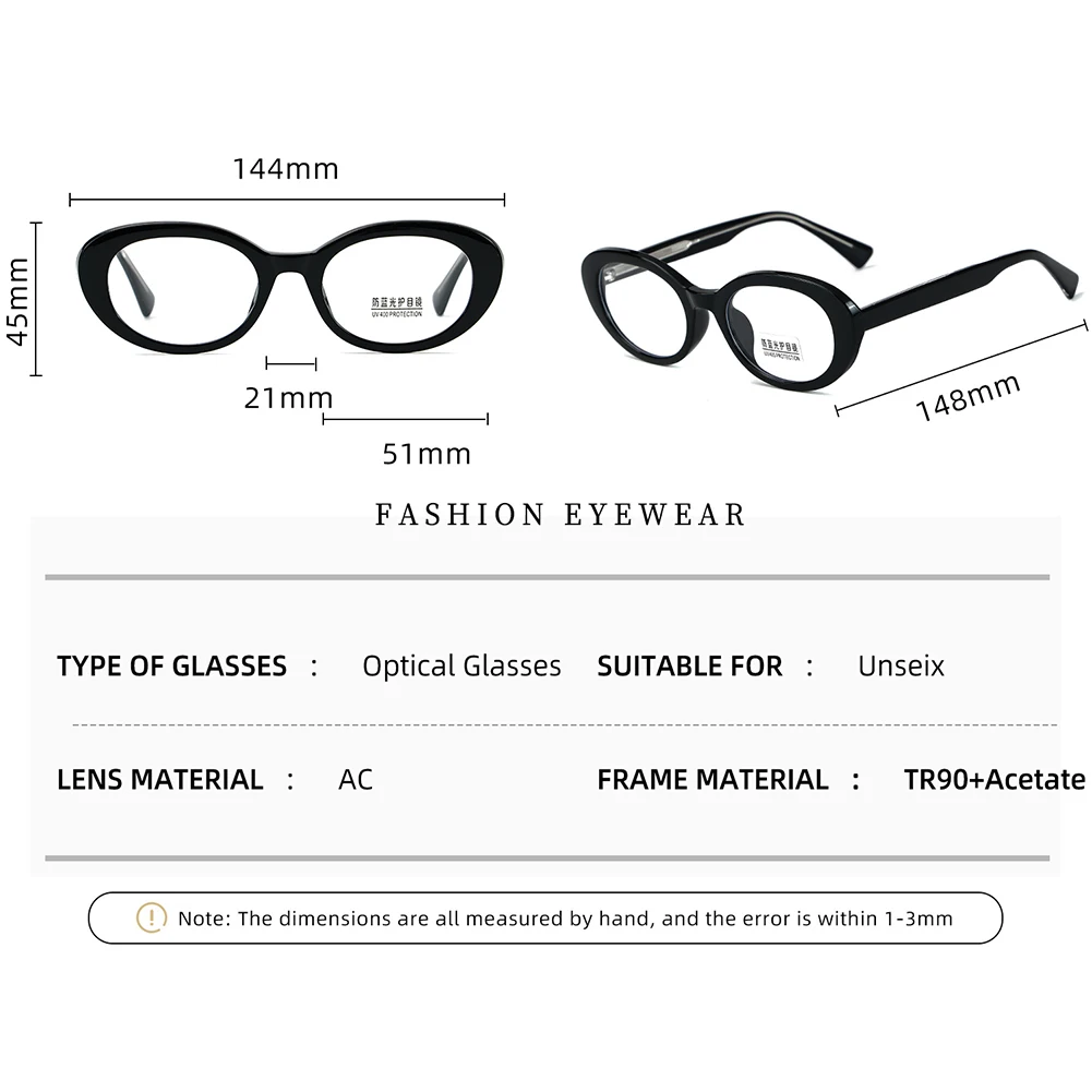 Peekaboo TR90 oval glasses anti blue light unisex clear lens fashion glasses frame women acetate korean style male gift items