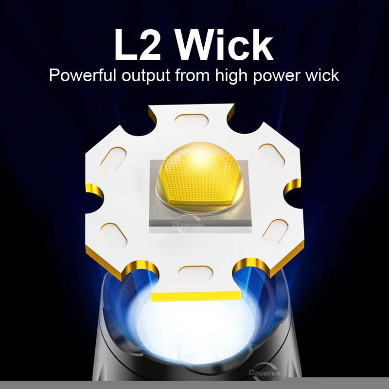 Super Bright XM-L2 LED Flashlight 18650 Rechargeable Torch Most Powerful Flash Light 2000 Lumen High Power Lantern Camping Lamps