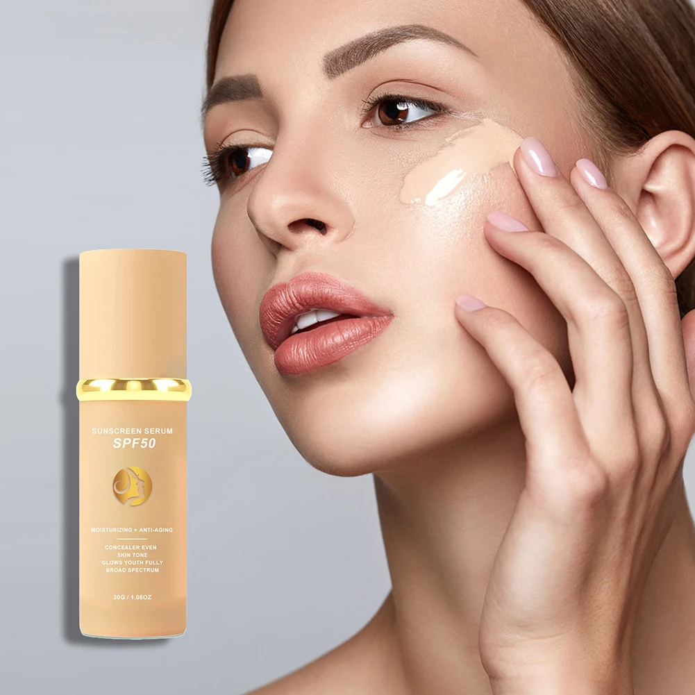 Base líquida de maquiagem com spf50, hidratante, creme de maquiagem iluminador, controle de leo, corretivo, produtos cosméticos de maquiagem