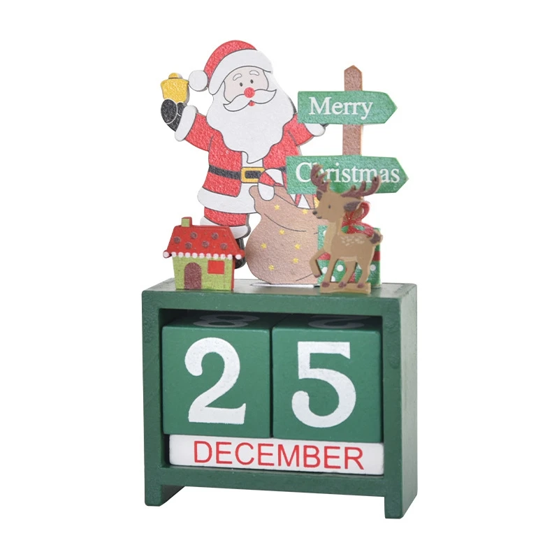 Christmas Table Calendar Tabletop Number Date Wooden Blocks Calendar Countdown Xmas Desktop Calendar Christmas Decor A Durable