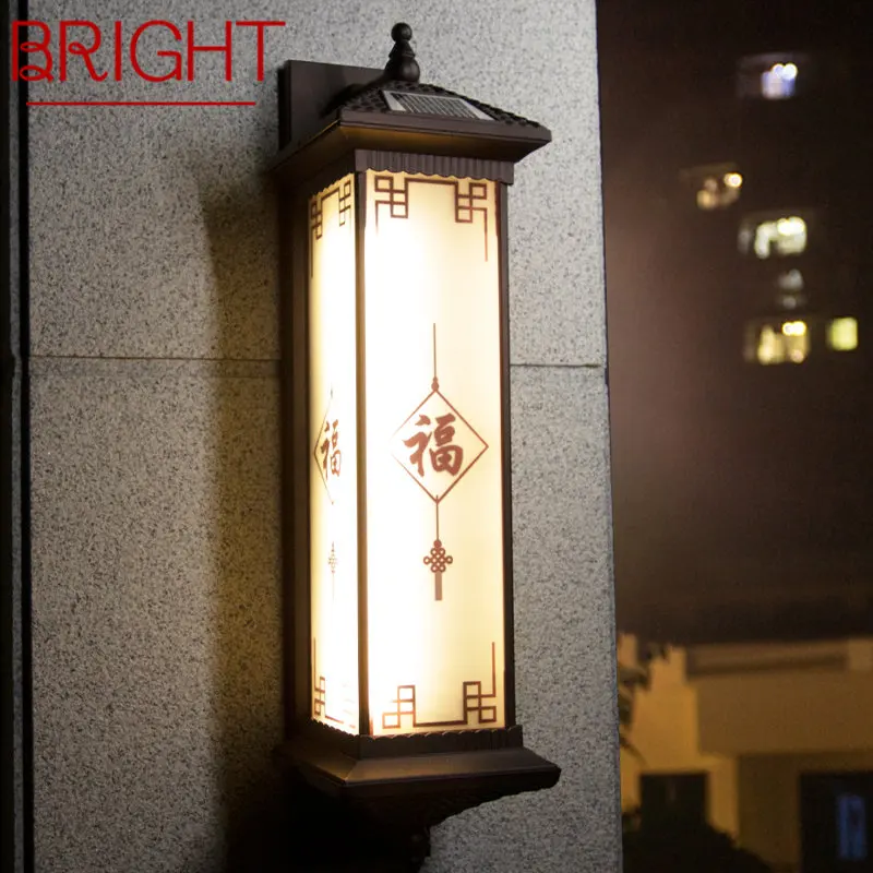 

BRIGHT Outdoor Solar Wall Lamp Creativity Chinese Sconce Light LED Waterproof IP65 for Home Courtyard Villa Porch