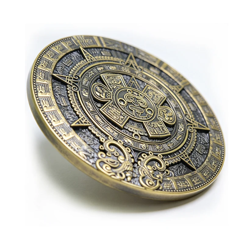 Antique Mexican Mayan Aztec Calendar Souvenirs Predict Commemorative Coins Art Collection Lucky Challenge Gifts For Adults Kids 