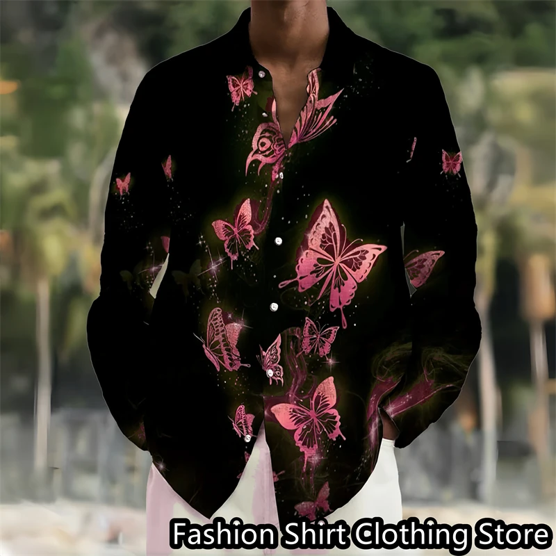 7 -color men\'s shirt pattern shirt 3D print high -definition pattern butterfly shirt outdoor shopping fashion leisure 6xl