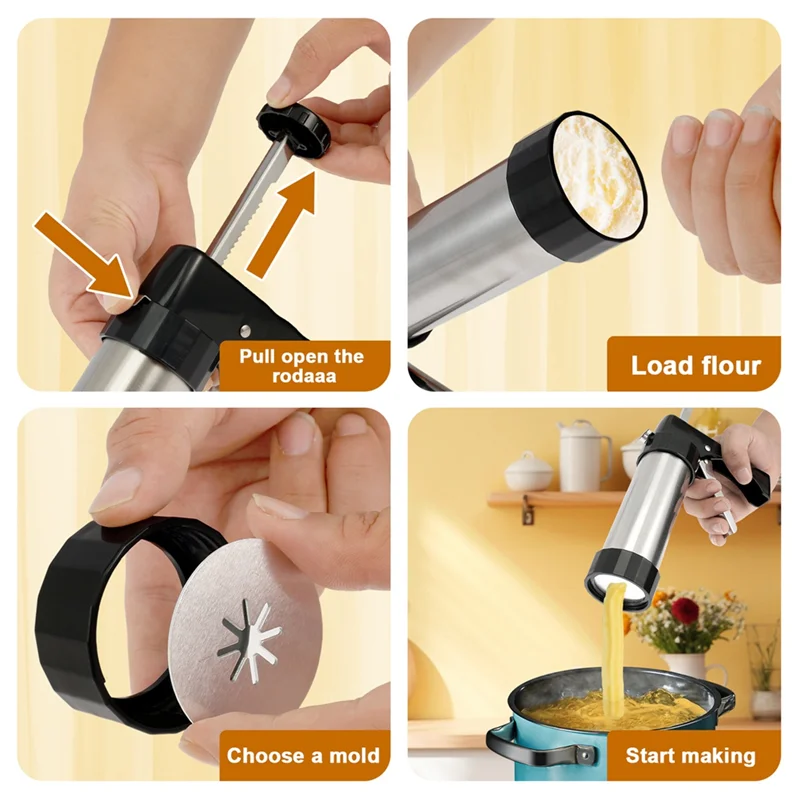 A76G-Churrera Churro Maker Kit de fabricante de churros de aço inoxidável com 3 pontas diferentes Bico de tubulação oco