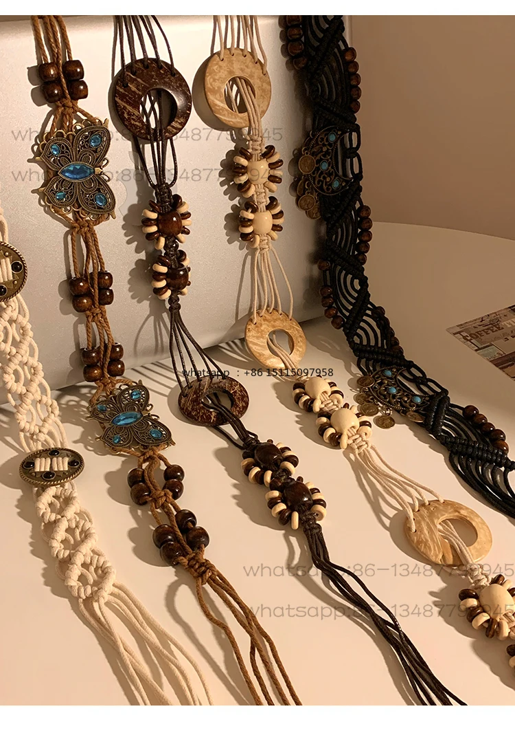 Bohemian retro style belt women's hand-woven decoration with skirt temperament versatile high sense niche waist chain