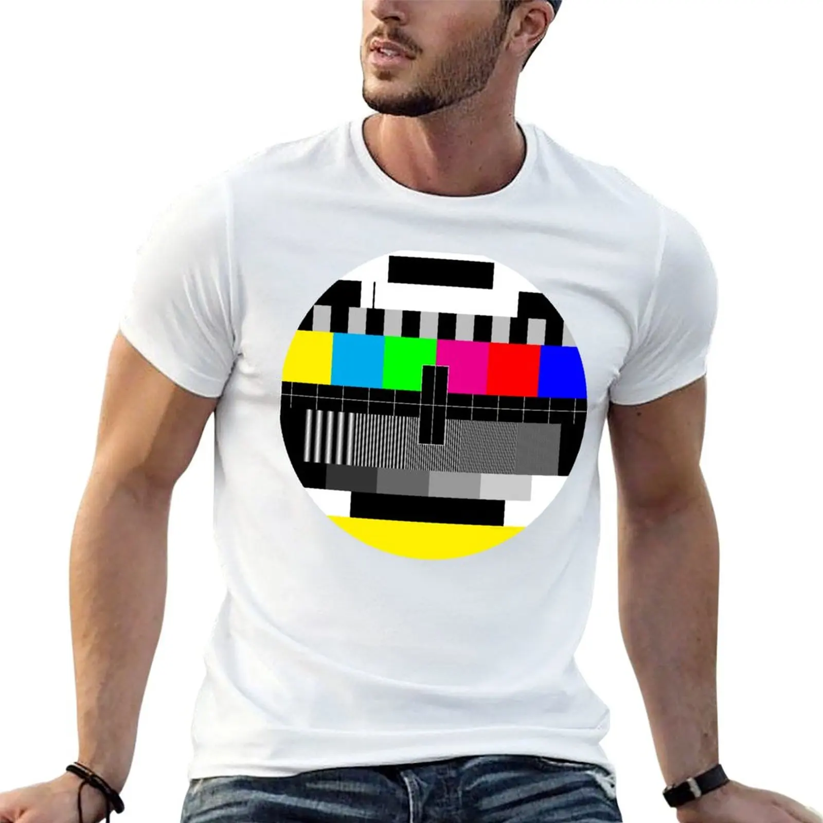 TV test pattern World Transmission T-Shirt t shirt man luxury anime tshirt printed t shirts for man T-shirt