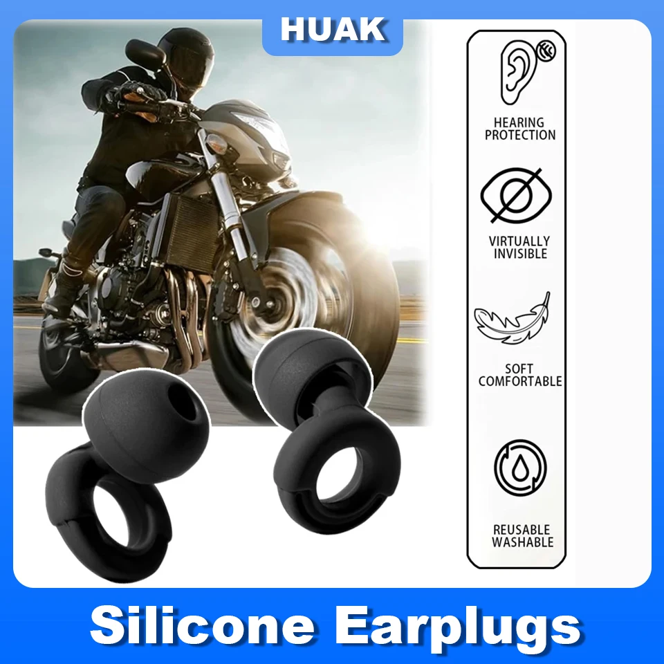 HUAK Reusable Ear Plugs for Noise Reduction – Super Soft, Hearing Protection for Sleep,Swim, Work 8 Ear Tips in XS/S/M/L
