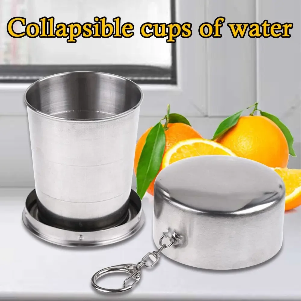 Stainless Steel Folding Cup Outdoor Telescopic Water Cup Travel Portable Creative Water Drink Cup Retractable Metal Wine Glass