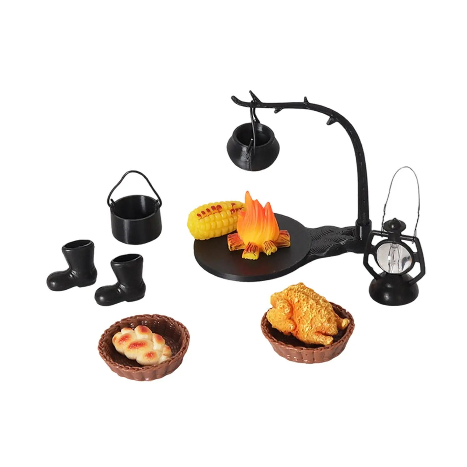 

11x Miniature Dollhouse Decorations Ornaments Camping Accessories Photo Props Realistic Mini Figurines Miniature Scene Models