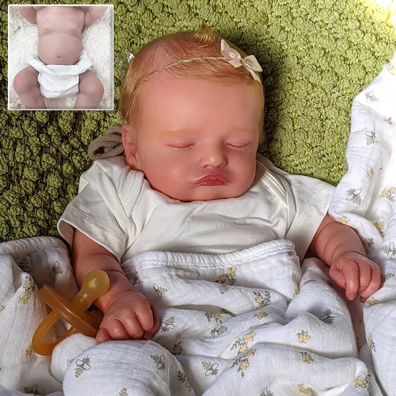 45CM Bebe Reborn Dolls Rosalie with Blonde Hair Hand Painting 3D Skin Tone Real Looking Baby Dolls Muñecas Bebes Reborn Girl Toy