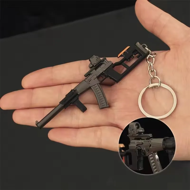 Llaveros de Mini pistola de 9cm/3,54 pulgadas, llaveros de juego Arena Breakout VSS Marksman, modelo de Rifle, llavero de Metal colgante, colecciones de regalos