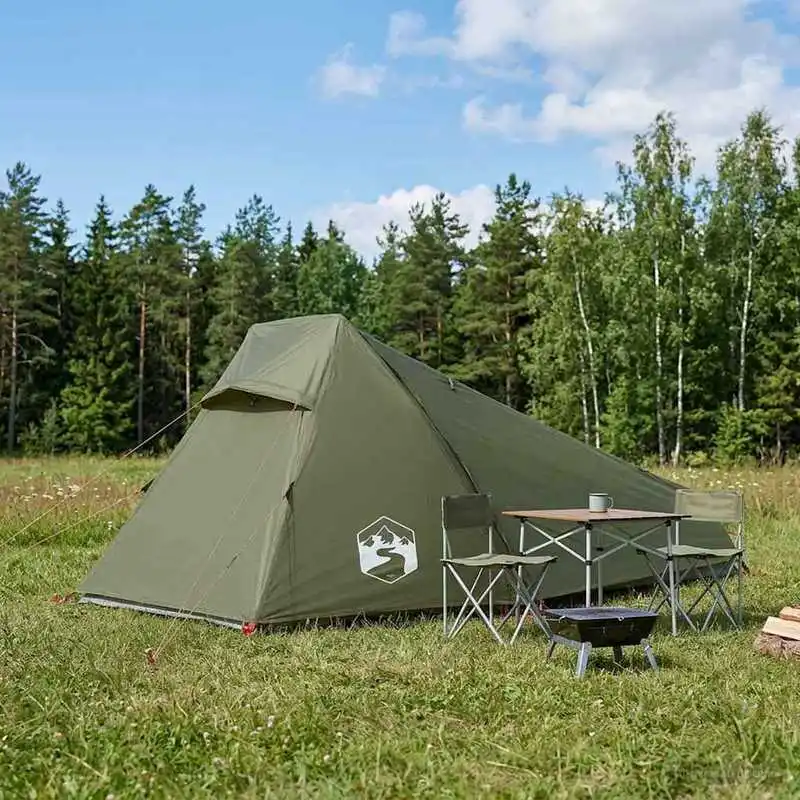 Tente tunnel Vert olive 215 x 100 x 90 cm Polyester et Acier, tente familiale pour le camping en plein air, idéale pour le camping, le jardin, la terrasse, les fêtes, facile à monter