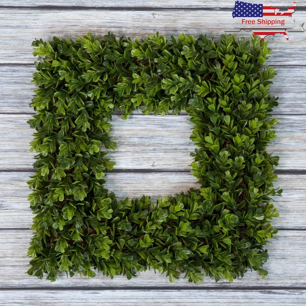 

Artificial Boxwood Wreath Indoor Outdoor Decor Maintenance Free Greenery Door Wall Accent UV Protected All Seasons