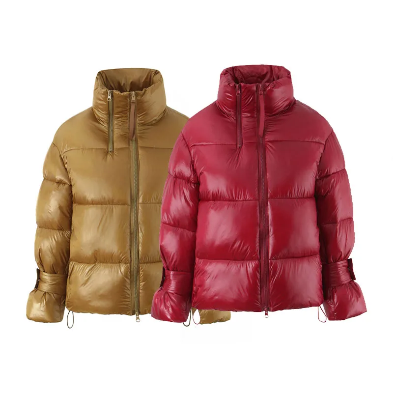 Faionable الخريف الشتاء جديد وصول المرأة مزدوجة سستة الخبز معطف القطن Jaet الوقوف طوق ZR Sle ألياف البوليستر