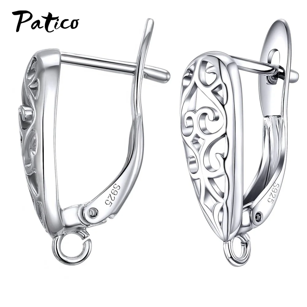 New Design Hollow Hook Earrings DIY Earrings Clasps Hooks For Woman Handmade 925 Sterling Silver Jewelry Making Accessories