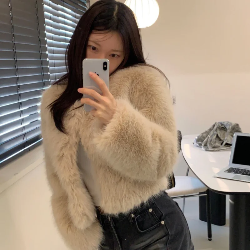 Faionable Chic Cappotto di pelliccia da donna con vestibilità ampia abbottonata di lusso Sle Autunno Inverno Capispalla coreano Sle Premium Quali