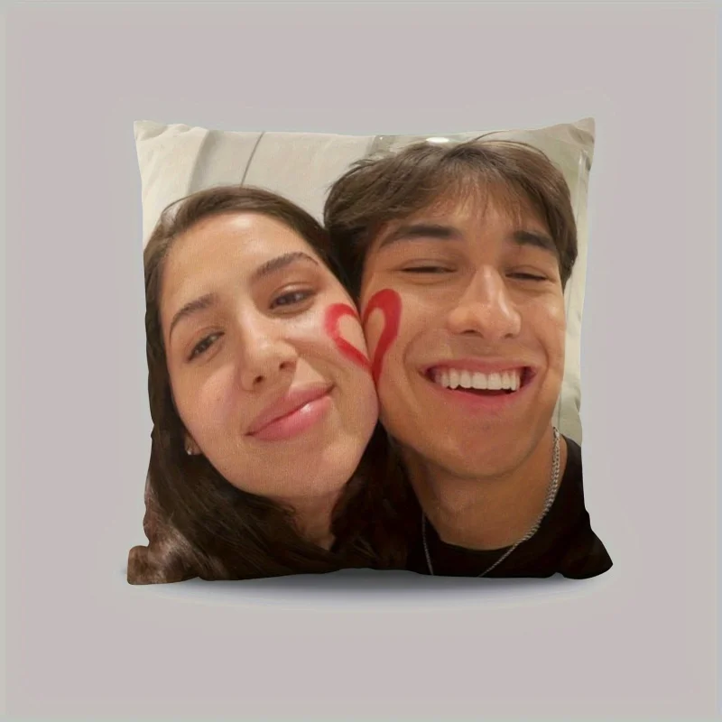 Personalized Couple Photo Pillow-Custom Picture with Your Own Photos & Text,Zipper Closure,Upload Your Images for Home Decor