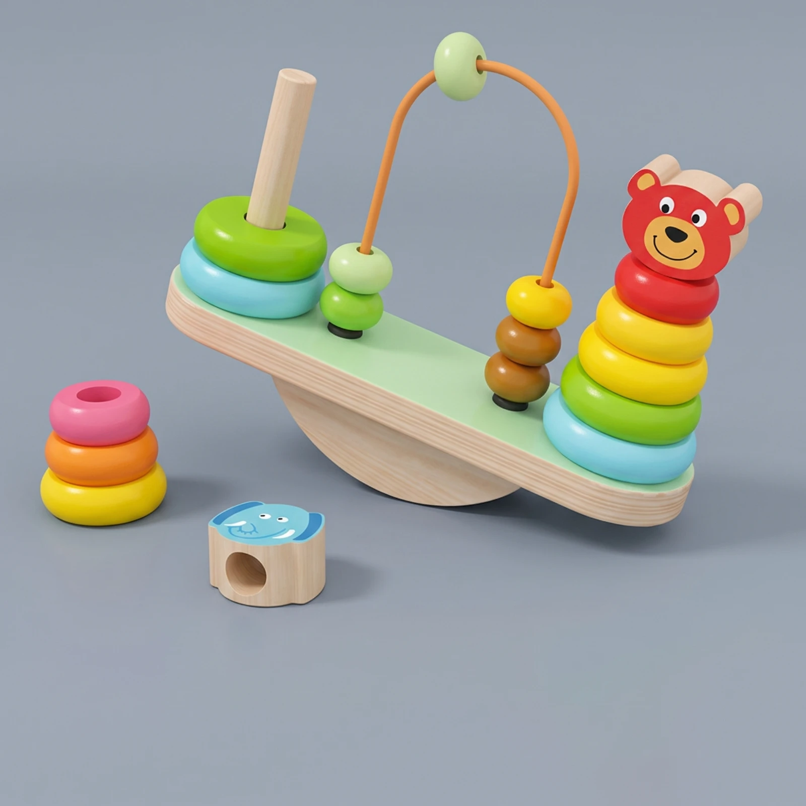 木製スタッキングおもちゃ-教育用木製バランスゲームスタッキングおもちゃ-カラフルでナチュラルな幼児向け、プレイルーム、幼稚園向け