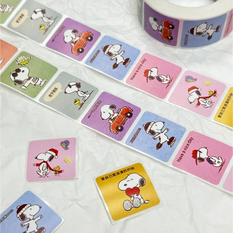 500pcs Snoopy Stickers Kawaii Anime Label Thank You Stickers DIY Gift Sealing Stickers Round Labels Envelope Cute Decorations