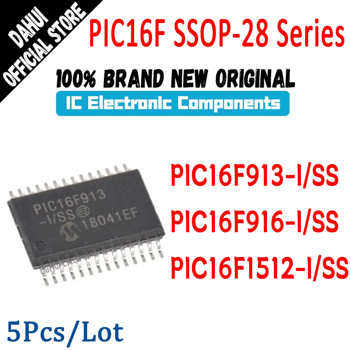 

5Pcs/Lot PIC16F913-I/SS PIC16F916-I/SS PIC16F1512-I/SS PIC16F913 PIC16F916 PIC16F1512 PIC16F PIC16 PIC IC MCU Chip SSOP-28