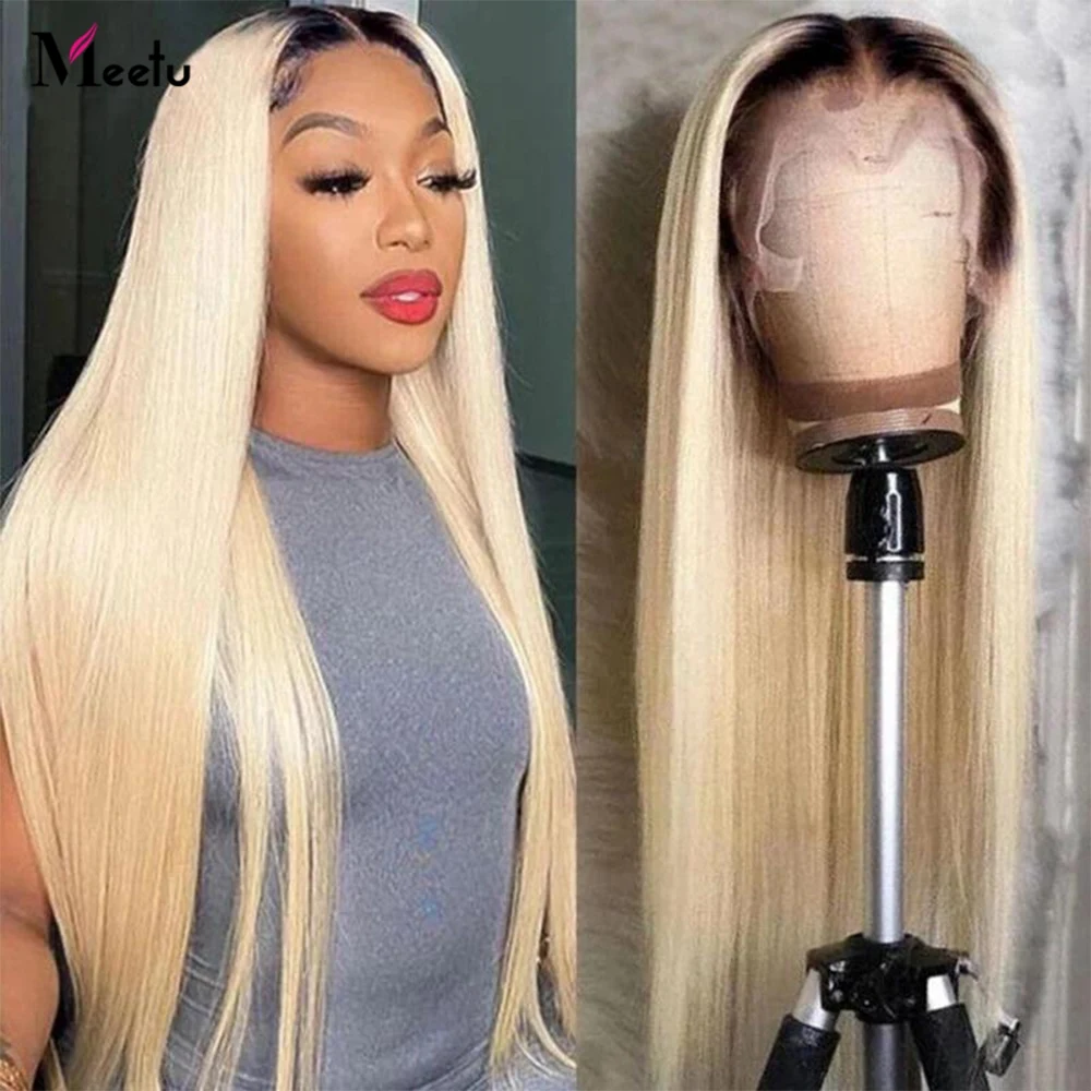 

T1B 613 Ombre Lace Front Wig 13x6 Transparent Lace Frontal Wig 613 Blonde Straight Human Hair Wigs For Women PrePlucked