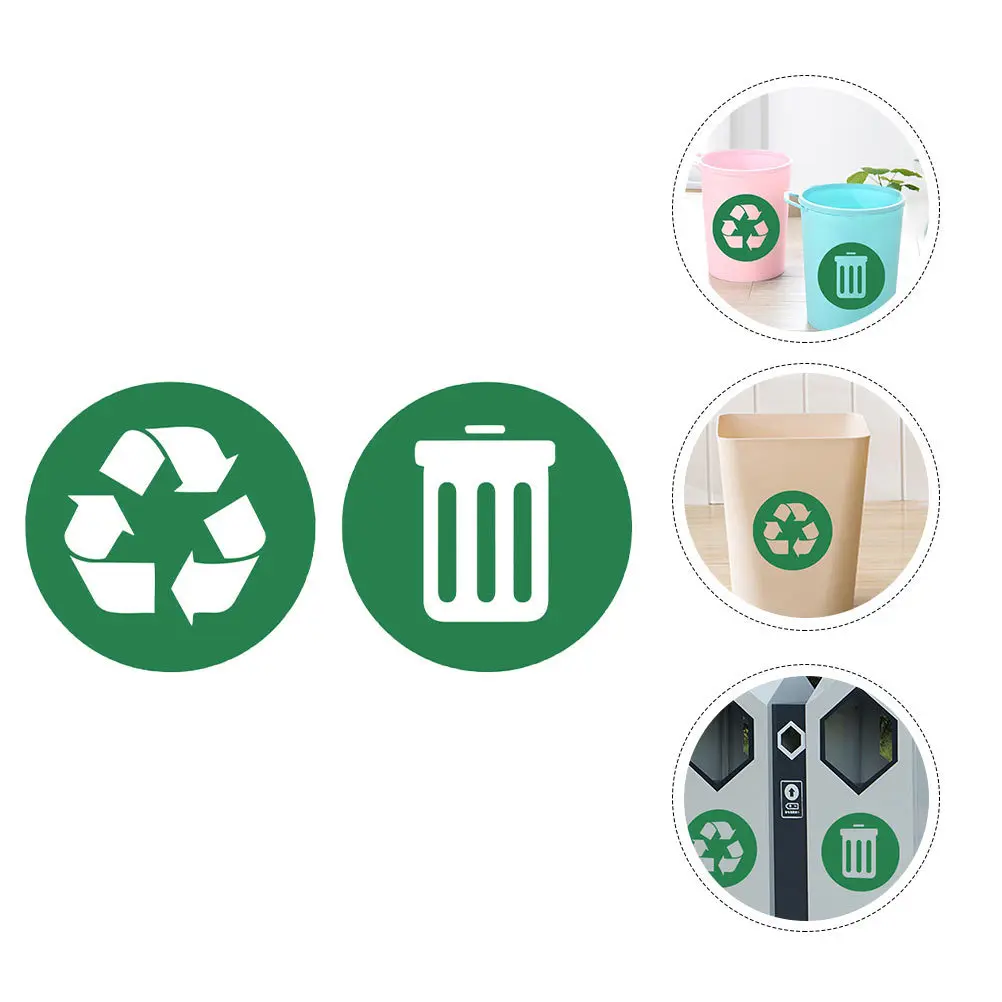 

2pcs Pvc Adhesive Trash Recycling Stickers Waterproof Garbage Sorting Labels For Wall Easy Apply Durable Environmental